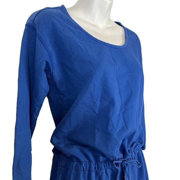 GH BASS & CO Blue Blouson 3/4 Sleeve Knit Mini 100% Cotton Drawstring Dress  XS - Picture 10 of 15